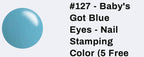 #127 Baby’s got blue eyes vernis à stamping - Ongles Elaine Lemay 