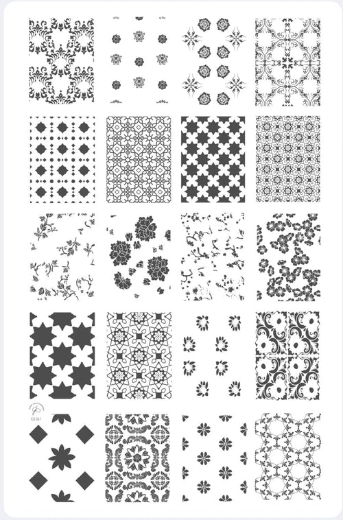 CJS-361 Full Nail Fab - Floral Mosaic - Ongles Elaine Lemay 