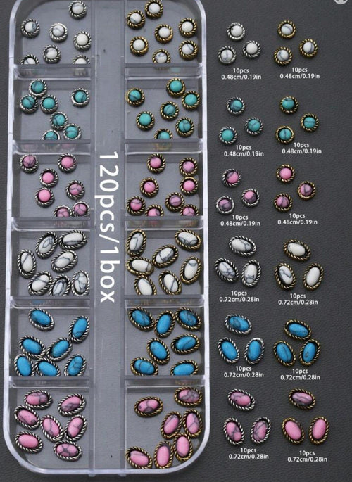 Pierre effet turquoise et marbré - Ongles Elaine Lemay 