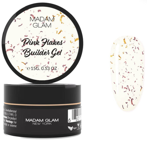Builder gel pink Flakes en pot 15g - Ongles Elaine Lemay 