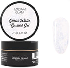 Builder gel Glitter White en pot 15g - Ongles Elaine Lemay 