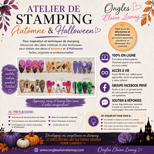 Atelier de Stamping Automne et Halloween - Ongles Elaine Lemay