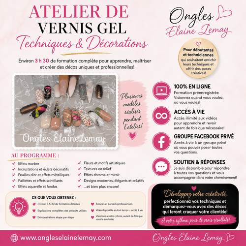 Atelier de vernis gel - Ongles Elaine Lemay