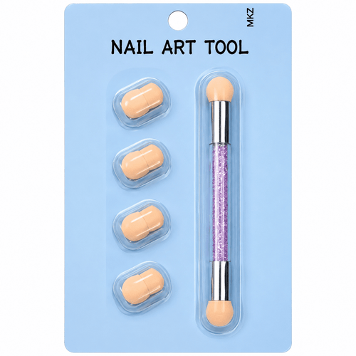 Baton éponges avec rechange mauve - Ongles Elaine Lemay