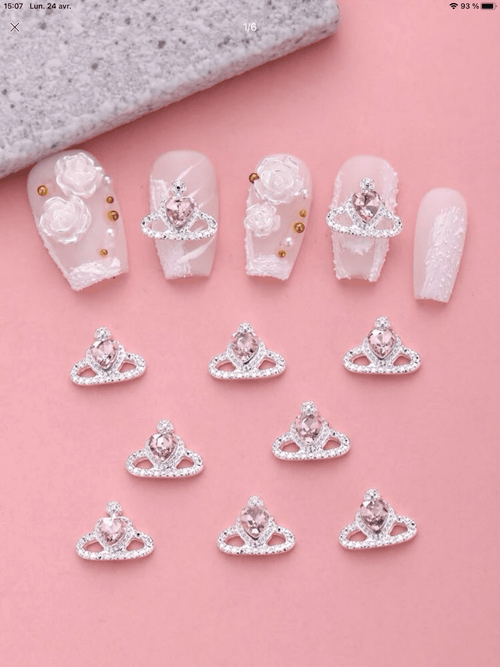 Bijoux couronne clear/rose (paquet de 10) - Ongles Elaine Lemay