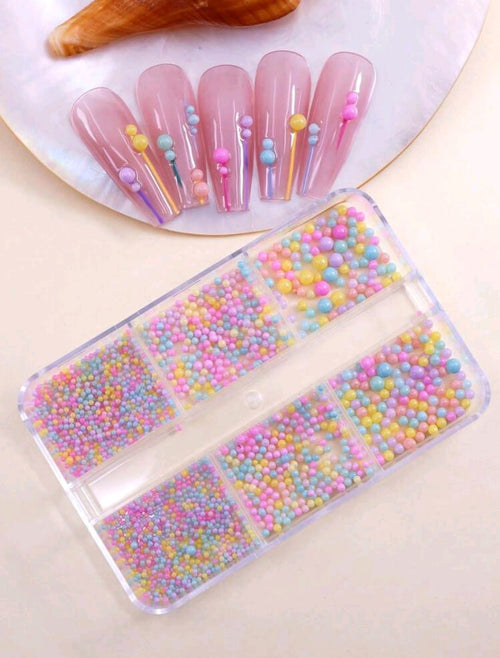 Boîtier de perles pastels mixtes - Ongles Elaine Lemay