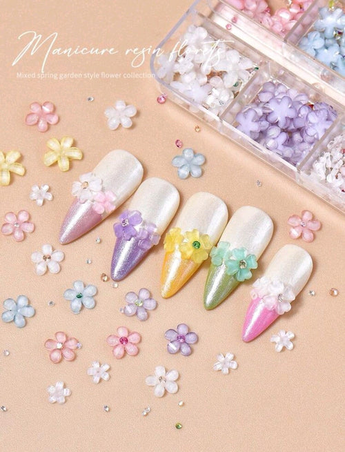Boitier fleurs 3D verre translucide - Ongles Elaine Lemay