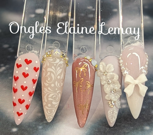 Boucles style coquette - Ongles Elaine Lemay