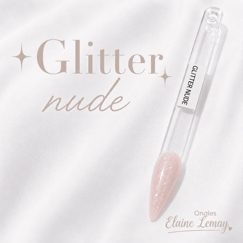 Builder gel Glitter Nude Pink en pot 15g - Ongles Elaine Lemay