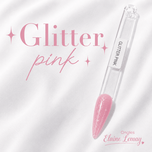 Builder gel Glitter Pink en pot 15g - Ongles Elaine Lemay