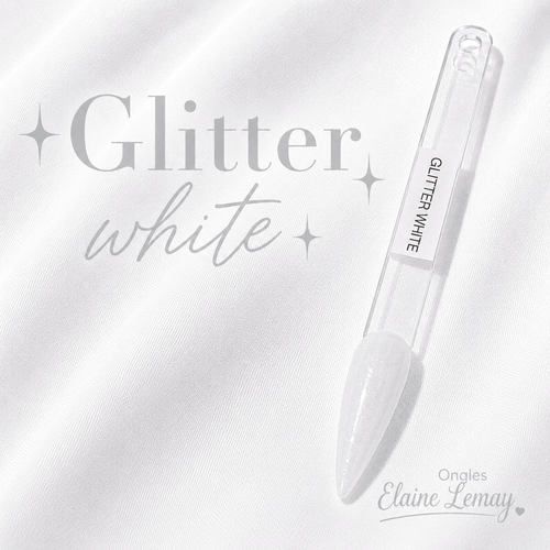 Builder gel Glitter White en pot 15g - Ongles Elaine Lemay