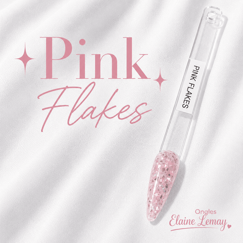Builder gel pink Flakes en pot 15g - Ongles Elaine Lemay