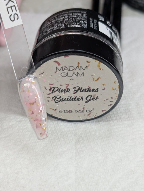 Builder gel pink Flakes en pot 15g - Ongles Elaine Lemay