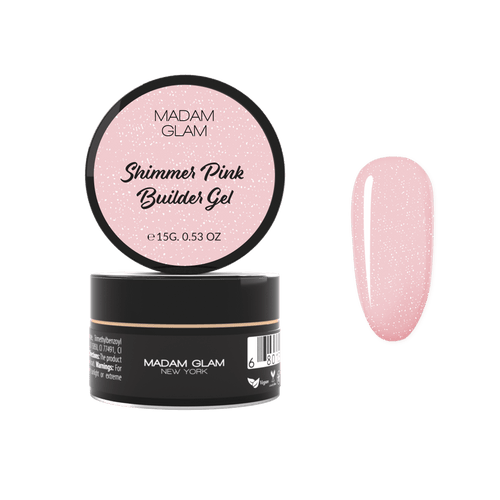 Builder gel Shimmer Pink en pot 15g - Ongles Elaine Lemay