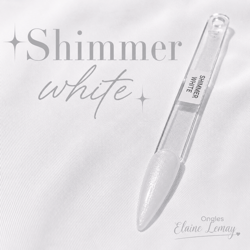 Builder gel Shimmer White en pot 15g - Ongles Elaine Lemay