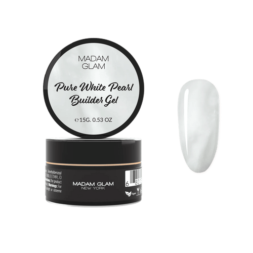 Builder Pure White Pearl gel en pot 15g - Ongles Elaine Lemay