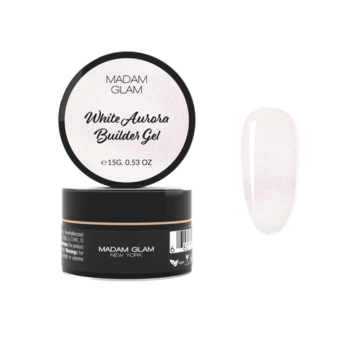 Builder White Aurora gel en pot 15g - Ongles Elaine Lemay
