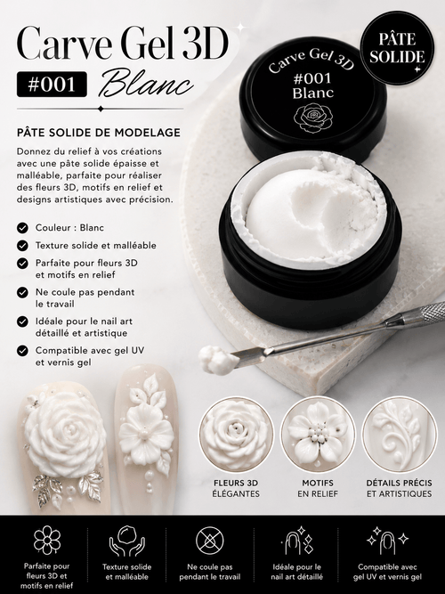 Carve gel 3D 001 Blanc - Ongles Elaine Lemay
