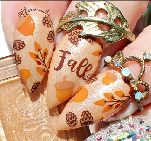 CJS-148 Autumn Acorns - Ongles Elaine Lemay