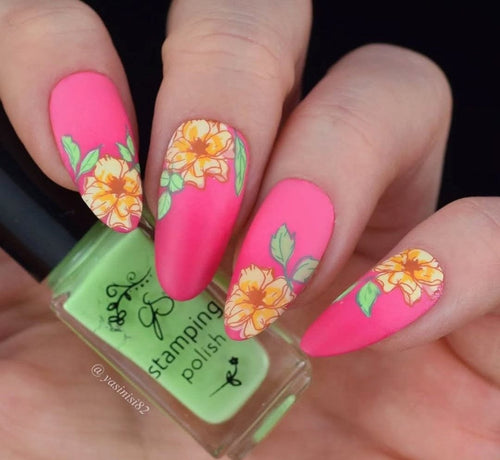 CJS-337 Watercolor Floral Cascade - Ongles Elaine Lemay