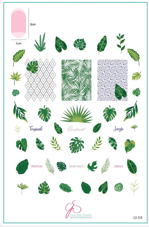 CJS-358 Tropical Leaves - Ongles Elaine Lemay