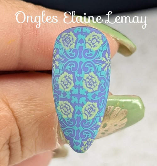 CJS-361 Full Nail Fab - Floral Mosaic - Ongles Elaine Lemay