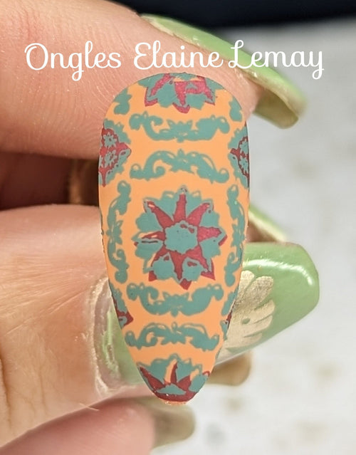 CJS-361 Full Nail Fab - Floral Mosaic - Ongles Elaine Lemay