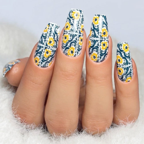 CJS-361 Full Nail Fab - Floral Mosaic - Ongles Elaine Lemay