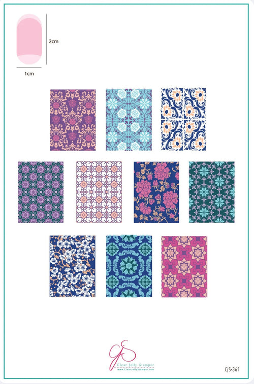 CJS-361 Full Nail Fab - Floral Mosaic - Ongles Elaine Lemay
