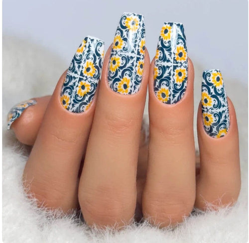 CJS-361 Full Nail Fab - Floral Mosaic - Ongles Elaine Lemay