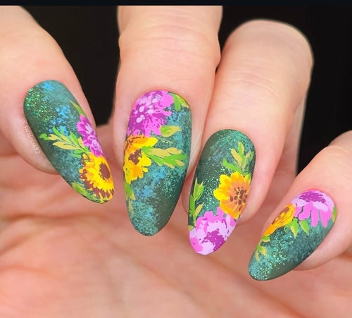 CJS-LC-13 Roses floral Garden - Ongles Elaine Lemay
