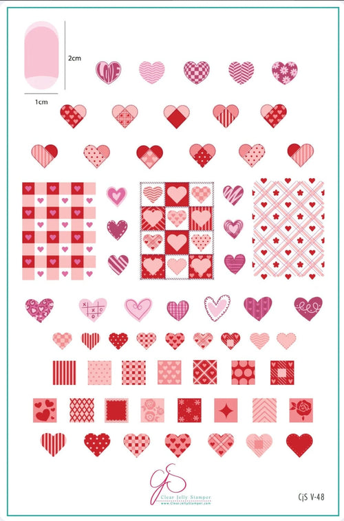CJS-V-48 Patchwork Valentine - Ongles Elaine Lemay