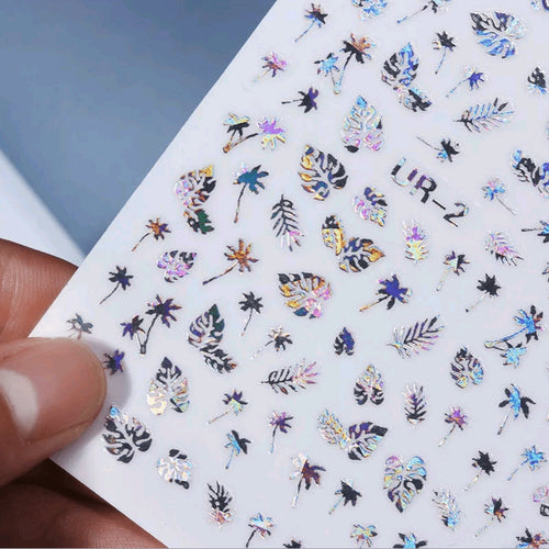 Collant feuillage argent - Ongles Elaine Lemay