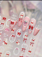 Collant Lapin 3D rouge - Ongles Elaine Lemay