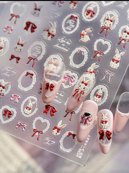 Collant Lapin 3D rouge - Ongles Elaine Lemay