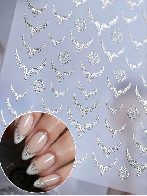 Collant manucure française argent 3D - Ongles Elaine Lemay