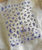 Collant Porcelaine blanc et bleu 3D - Ongles Elaine Lemay