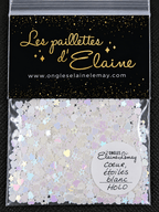 Étoiles, cœurs blanc holo - Ongles Elaine Lemay