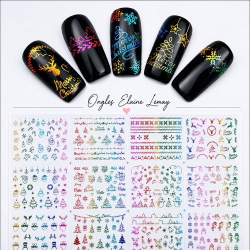 Feuille 12 modèles SW-001 collant HOLO - Ongles Elaine Lemay