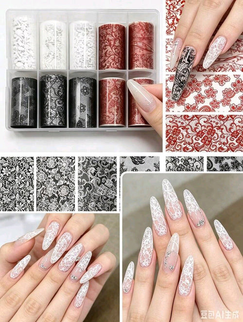 Foil Dentelle Colorée - Ongles Elaine Lemay