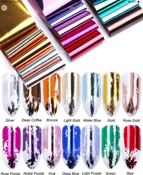 Foil métallique (14 couleurs) - Ongles Elaine Lemay
