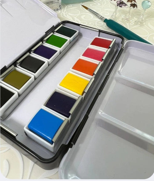 Watercolor couleurs primaires CJS - Ongles Elaine Lemay 