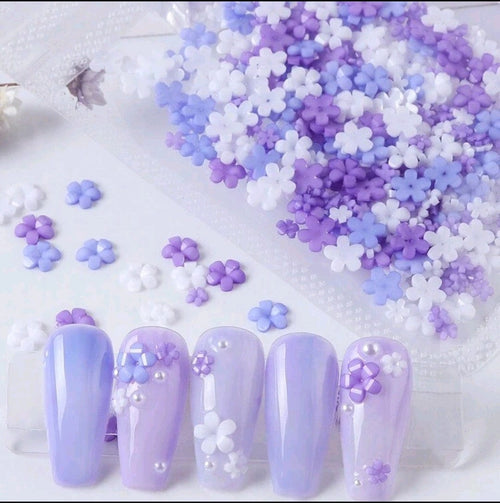Petite fleurs 3 couleurs - Ongles Elaine Lemay 