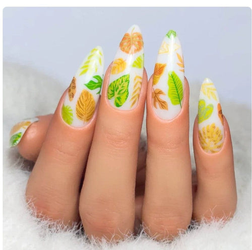 CJS-358 Tropical Leaves - Ongles Elaine Lemay 