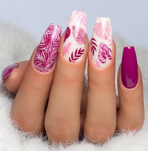 CJS-358 Tropical Leaves - Ongles Elaine Lemay 