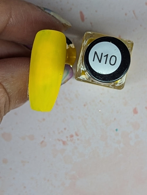 #N10 Lemon Zest neon vernis à stamping - Ongles Elaine Lemay 