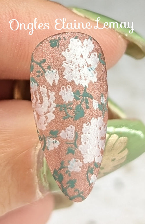 CJS-361 Full Nail Fab - Floral Mosaic - Ongles Elaine Lemay 