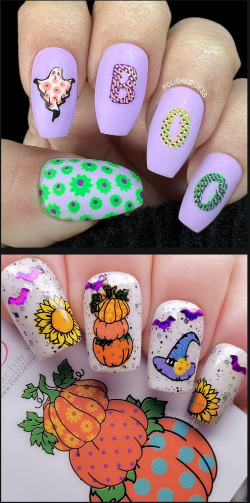 CJS-H-95 Patterned Halloween - Ongles Elaine Lemay 