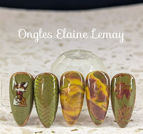 CJS-26 Sunflower and Leaves - Ongles Elaine Lemay 