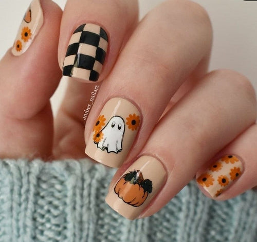 CJS-H-95 Patterned Halloween - Ongles Elaine Lemay 